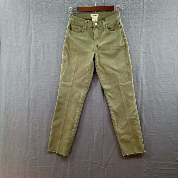 L'Agence Sada Cropped Ankle High Rise Jean Basil Raw Hem Comfort Stretch -NWOT - Picture 4 of 10